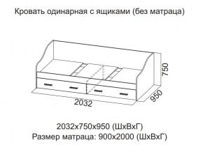 Кровать одинарная с ящиками (Без матраца 0,9*2,0) в Ивделе - ivdel.магазин96.com | фото